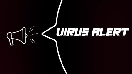 Aufkleber - Megaphone with speech bubble and Virus alert text on old tv glitch interference screen. Animation of retro virus alert text. 4K video motion graphic