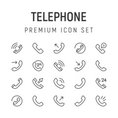 Poster - Simple line set of telephone icons.