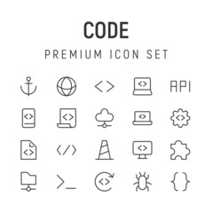 Poster - premium pack of code line icons.
