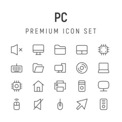 Sticker - Simple line set of pc icons.