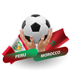 Soccer football competition match, national teams peru vs morocco