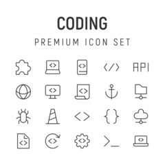 Poster - Premium pack of coding line icons.