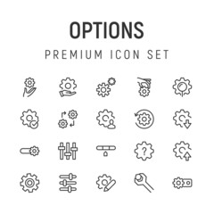 Wall Mural - Vector set of options thin line icons.