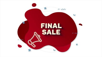 Fototapete - Megaphone with text Final sale. Memphis style banner with abstract geometric shapes on red background. Banner and outline round elements with megaphone. 4K video motion graphic
