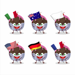 Sticker - Brigadeiro chocolate candy cartoon character bring the flags of various countries