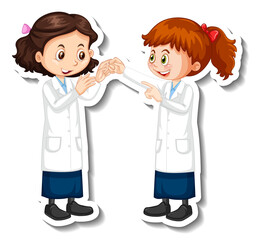 Sticker - Scientist girls cartoon characters