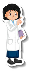 Sticker - Scientist student girl cartoon character sticker