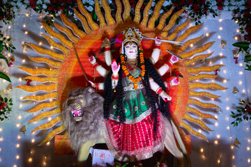 Sticker - Goddess Durga Idol at Navratri festival celebration