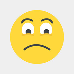 Sad emoji icon vector illustration in flat style, use for website mobile app presentation