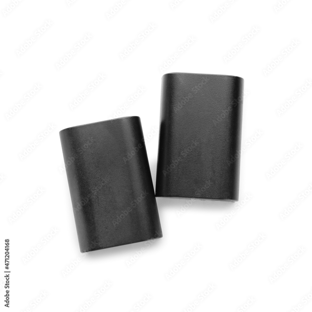 Camera batteries isolated on white background
