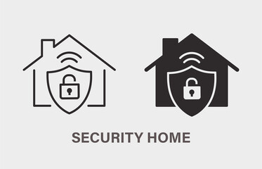 Sticker - Security home icon on white background. Vector illustration.