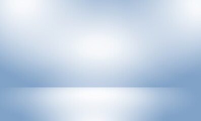 Poster - Blue gray white light gradient empty studio room backdrop wallpaper abstract background blurred. use for showcase or product your. copy space for text