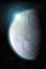 Wall Mural - vertical wallpaper of planet in space. outer dark space wallpaper. surface of planet . sphere. view 