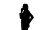 Photo of talking on phone woman's silhouette on isolated white background