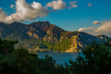 Wall Mural - TURUNCH, MARMARIS, TURKEY: Beautiful landscape with mountain and sea views in the village of Turunc.