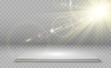 Wall Mural - podium, pedestal or platform, illuminated by spotlights in the background. vector illustrations. pod