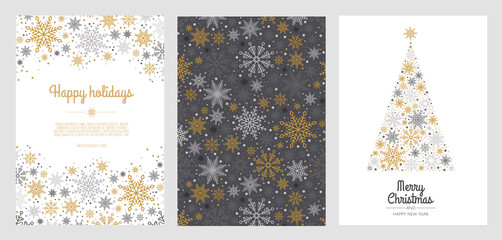 Wall Mural - Merry Christmas template. Corporate Holiday cards and invitations. Floral frames and backgrounds design.