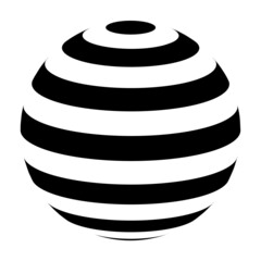 Black and white vector sphere of lines for design of logo