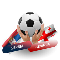 Soccer football competition match, national teams serbia vs georgia