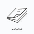 © Sir.Vector - Magazine flat line icon. Vector outline illustration of journal. Black thin linear pictogram for learning press