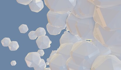 Wall Mural - Modern futuristic abstract background, flow of white pearl hexagons 3d render illustration