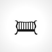 Baby Crib Or Infant Bed With Hanging Toys Icon. Baby Cradle Simple Icon. Baby Cradle Isolated Icon.