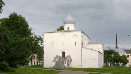 Wall Mural - Ancient historical building of orthodox church cathedral in Russia, Ukraine, Belorus, Slavic people faith and beleifs in Christianity Velikiy Novgorod the Great