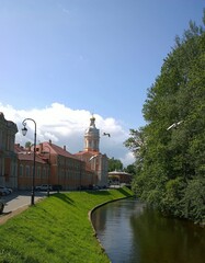 Wall Mural - Ancient historical building of orthodox church cathedral in Russia, Ukraine, Belorus, Slavic people faith and beleifs in Christianity Saint Petersburg Petergof