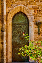 Door With Mezuzah On Old Streets Of Jaffa, Tel Aviv, Israel, Middle East