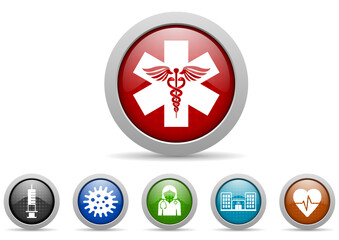 Aufkleber - Health and medicine icon set, healthcare concept web buttons