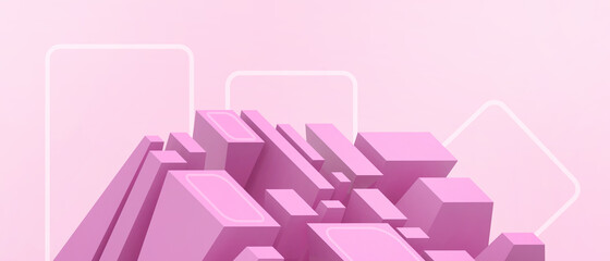 Poster - Abstract Background. Business concept and Geometric shapes for Teamwork and Target on Pink. copy space, digital, banner, website -3d Rendering