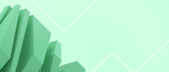 Poster - Abstract Background. Business concept and Geometric shapes for inspiration and digital Art on Green. copy space,Minimal style,banner,website -3d Rendering