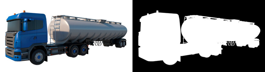 Tanker truck 2- Perspective F view white background alpha png 3D Rendering Ilustracion 3D	