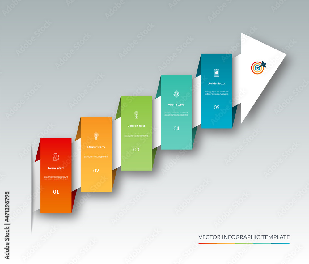 5-step infographic up arrow template. Business growth concept. Can be ...