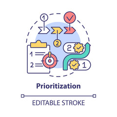 Wall Mural - Prioritization concept icon. Online entrepreneur skill abstract idea thin line illustration. Order of priority. Task management. Vector isolated outline color drawing. Editable stroke