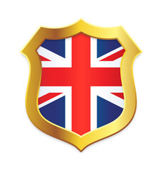 Poster - shield gold edge with uk united kingdom flag