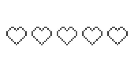 Poster - Animation of pixel game life bar. Vector art 8 bit health heart bar. Gaming controller, symbols set. Game over concept.