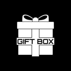 Poster - Gift box word icon isolated on dark background