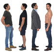 © curto - same men with side view, sportsweare, casual clothing, blazer and shirtless on white background