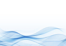 Blue Vector Wavy Lines Abstract Transparent Water Background.