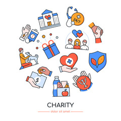 Wall Mural - Charity - colorful vector flat design style banner