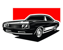 Isolated American Muscle Car Illustration Vector