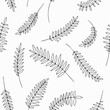 Vector seamless background. Drawn like doodle tropical leaves