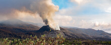 Volcano Eruption With Thick Smoke In Canary Islands