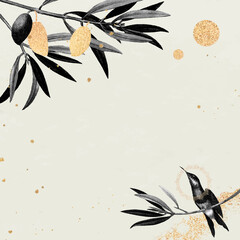 Sticker - Hummingbird pattern on a beige background vector