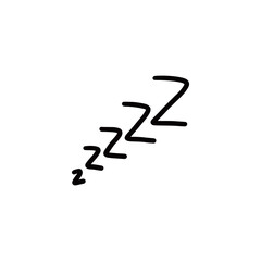 Sticker - Sleep zzzz doodle symbol set. Sleepy dream icon. Doodle comic sketch style vector illustration.