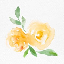 Yellow Rose Flower Watercolor Vector Spring Seasonal Graphic