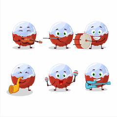 Sticker - Cartoon character of brigadiero red candy playing some musical instruments