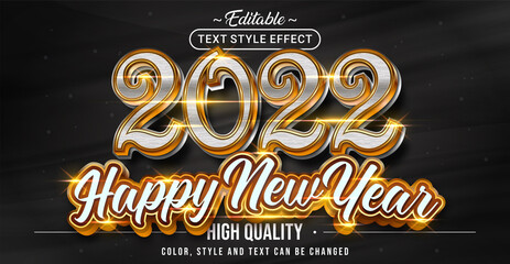 Leinwandbilder - Editable text style effect - 2022 Happy New Year text style theme.