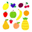 Vector set of fresh fruits and berries